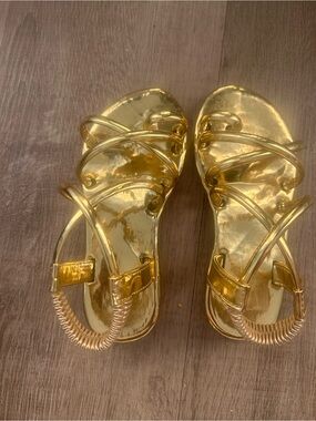 Gold Strappy Toddler Sandals - Metallic Gladiator Style
